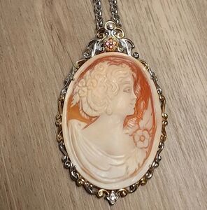 Gems En Vogue Michael Valitutti Carved Shell Cameo Pendant 925 Sterling Silver